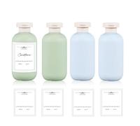 4 Piezas botella partida rellenable,Botellas de Viaje Portátiles de 200 ml,Botes Exprimibles con Tapa Abatible,A prueba de fugas y plegable,para Champú, Loción, Crema y Acondicionador(azul y verde)