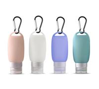 4 Piezas Botellas de Viaje de Silicona de 60 ml Envases Recargables TSA aprobó la Botella de Viaje de Portátiles con Mosquetón para Gel/Champús/Lociones/Artículos de Tocador