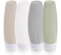 4 Piezas Botellas de Viaje Rellenables 90ml de Silicona para Aseo | Boca Ancha Limpiable, para Champú, Antifugas y Fácil Recarga, Loción y Acondicionador Color Aleatorio