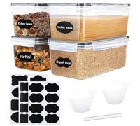 4 Piezas Botes Almacenaje con Tapa, 3 Etiquetas, 2 Taza Medidora,1 Rotulador, 3.2L Recipientes Alimentos Plástico, Caja Almacenamiento Cocina, Organizador Hermeticos para Espaguetis, Cereales, Pasta