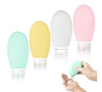4 Piezas Botes Viaje Rellenables 100ml, Botellas de Viaje de Silicona, Envases de Viaje a Prueba de Fugas para Champú, Loción, Crema y Acondicionador, Sin BPA