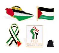 4 Piezas Broche de bandera de Palestina, bandera de Palestina, pines de solapa para sombrero, ropa, mochila, insignia esmaltada（A)
