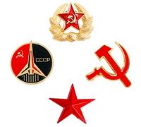 4 Piezas Broche, Pin Rstrella Dímbolo, Rstrella Hoz y Martillo Emblema, para Ropa Bolsas Chaquetas Accesorios de Joyería