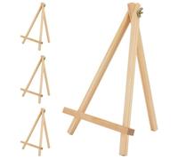 4 Piezas Caballete Trípode de Madera Khaki para Mesa, y Adultos | Plegable, Montaje Rápido sin Piezas, para Pinturas Pequeñas y Tarjetas de Nombre, Dormitorio o Escritorio