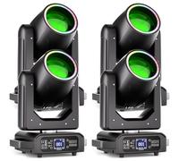 4 piezas Cabeza Móvil LED 200W Beam Iluminación de Escenario 7+1 Colores12 Gobos con tira de luz 18 Prisma Foco Luces de Fiesta DMX512 para Fiesta Cumpleaños Bar Discoteca