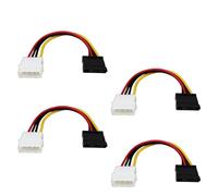 4 Piezas Cable Adaptador Alimentación Molex a SATA, Conversor Cable LP4 Molex 4 Pines Macho a SATA 15 Pines Hembra para HDD SSD CD-ROM, Diviso para Equipos de Sobremesa y Ampliación de Dispositivos