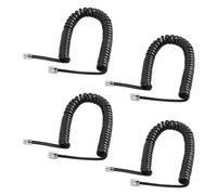 4 Piezas Cable de Teléfono, Telefónico Cable en Espiral RJ9 4P4C 5m Extensible Cable Auricular Teléfono Fijo Negro Compatible RJ10 RJ22 Cordón Repuesto para Oficina Hogar Centralita Call Center