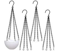4 Piezas Cadena de Maceta, Cadena de Reemplazo de Macetas Jardín, Cadenas Colgantes de Jardineras para Cestas con Clips Gancho, Cadena de Metal Suspendida, 4 Patas Ganchos de Cadena para Macetas Negro