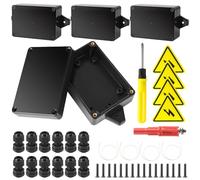 4 Piezas Caja Conexiones Estanca, Caja Empalmes Exterior Impermeable IP67, Cajas Estanca Exterior Electrica con 12 Prensaestopas, Señales de Seguridad, Sierra para Agujeros 16mm, Destornillador
