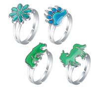 4 Piezas Cambio Color Dedo Anillo Anillo Emocional Anillo de Humor Humor Anillo Ajustable Anillos de Estado de áNimo Joyas Set Dress Up Rings Regalo, ArtíCulos de Fiesta