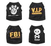 4 piezas Camiseta de baloncesto para perros camisetas ropa de verano, chaleco suave y transpirable camisa de sudor negro S