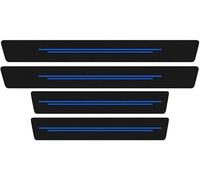 4 Piezas Carbono Protectores Umbral Puerta para Mitsubishi Hatchback Colt/i/i-MiEV/Lancer/Minica/Mirage/Space Star,Universal Estribos Pegatina Bienvenidos Pedal Coche Accesorios,Blue