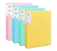 4 Piezas Carpeta de Presentación A4 40 Bolsillos, Fundas PP, Libro de Presentación, Proyecto para Escolares Hogar Oficina (Multicolor A)