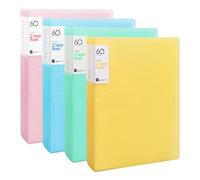 4 Piezas Carpeta de Presentación A4 60 Bolsillos, Fundas PP, Carpeta de Proyecto para Escolares Hogar Oficina (Multicolor B)