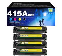 4 Piezas Cartucho de Tóner 415A con Chip Compatible impresoras para HP Color LaserJet Pro M454DN M454DW MFP M479DW M479FDN M479FDW, W2030A W2031A W2032A W2033A,Yellow-1 Set