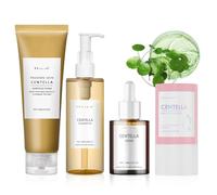 4 Piezas Centella Kit, Centella Cleansing Oil + Centella Limpiador Facial + Asiatica Serum + Centella Stick Mask, Skincare Kit, Nutrir, Suave y Ligero,para Pieles Sensibles Colores kit,Reparar Grietas