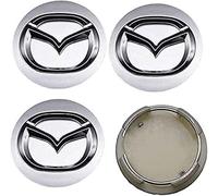 4 Piezas Centro de Rueda para Coche para Mazda Axela CX-3 CX-5 CX-7 CX-8 CX-9 MX-5 Mazda 6 Mazda 3 56mm, Llantas Coche Tapones Rueda Auto Llantas Emblema Centrales,Silver