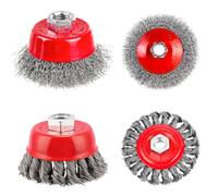 4 Piezas Cepillo de Alambre para Taladro Kit, M14 Cepillo Metalico para Taladro Amoladora, Diámetro 75mm/100mm Cepillos de Alambre, para Madera y Meta, para Eliminación de Oxido, Pintura
