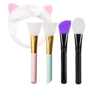 4 Piezas Cepillo de Mascarilla Facial,Aplicadorde Barro Facial,Con 1 Cintas Para el Pelo lindo