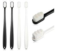 4 Piezas Cepillos de Dientes Manuales Suaves de Micro Nano Cepillo de Dientes de Cerdas Extra Suaves con 20,000 Cerdas para Encías Frágiles Niños Adultos (Negro y Blanco Suave)