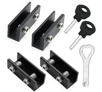 4 Piezas Cerradura de Ventana Corredera Negra,Cerradura de seguridad para ventana corredera ajustable,con Cerradura de Seguridad y Llaves Protección de Seguridad de Niños
