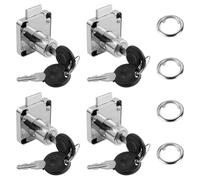4 Piezas Cerradura Taquilla, Cerradura Armario con Llave, Acero Inoxidable Cerraduras para Armarios, Cerradura Cajon para Cajones y Armarios, cerradura para muebles
