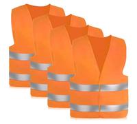 4 Piezas Chaleco Reflectante de Seguridad, Auto Chaleco de Seguridad de Alta Visibilida, Chaleco Trabajo Unisex para Correr Moto Bicicleta Conductor Limpiadores, Naranja
