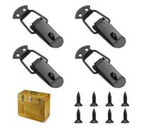 4 Piezas Cierre de Resorte de Acero Inoxidable, 90mm Cerradura de Palanca con Tornillos, Pestillo de Palanca de Resorte para Caja de Herramientas, Cajón, Baúl, Armario, Casilleros, Negro