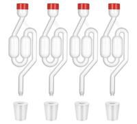 4 Piezas Cierres de Fermentación para Damajuanas, Cierres de Fermentadora, Tubos de Fermentación con Tapones de Goma, Globo de Fermentación de Silicona en forma de S para cerveza, vino, vinificación