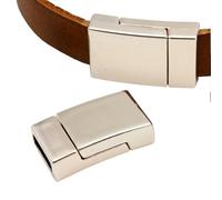 4 piezas Cierres magnéticos negros brillantes para hacer pulseras, superficie curva, clip de garra, extremo de cordón de cuero, agujero de 10 mm x 3 mm