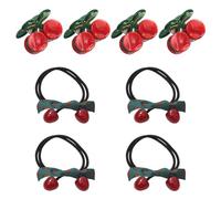 4 Piezas Cierro De Cereza Y 4 Piezas Anillos De Cabello De Cereza, Accesorios Para El Cabello De Diseño Creativo, Lindos Accesorios Para El Cabello Dulce, Accesorios Para El Peinado.