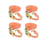 4 Piezas Cinchas de Amarre, 6 m de Largo con Doble Gancho, 25 mm de Ancho Pueden Transportar hasta 800 KG Naranja Correa para Trinquete Tinchas Según DIN EN 12195-2 estándar, para Furgonetas, Motos