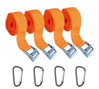 4 Piezas Cinchas de Amarre Pequeñas Rapido, 2cm x 1m Naranja Ajustable Cinchas de Amarre, Cinchas Hebilla de Leva de Liberación Rápida, Correa Trinquete Resistente para Motocicleta Automóvil Remolque