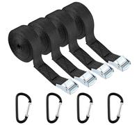 4 Piezas Cinchas de Amarre Pequeñas Rapido, 2cm x 1m Negro Ajustable Cinchas de Amarre, Cinchas Hebilla de Leva de Liberación Rápida, Correa Trinquete Resistente para Motocicleta Automóvil Remolque