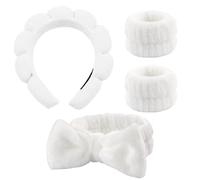 4 piezas cinta para el pelo cosmética, diadema spa para lavar la cara cuidado de la piel diademas, cinta para el pelo, diadema muñeca banda de lavado conjunto para mujeres niñas yoga deporte ducha