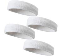 4 Piezas Cinta Pelo Deporte,Cinta Pelo Hombre,Cinta Pelo Mujer,Cinta de Pelo Mujer,Cintas Pelo,Cinta Sudor Cabeza Hombre,Cintas Pelo Deportivas,Algodón,Antideslizante,Transpirable (Blanco)