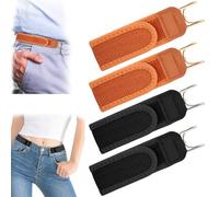 4 Piezas Cinturon Sin Hebilla para Mujer Hombre, Cinturon Elastico Mujer Hombre con Gancho de Metal y Velcro, Cinturón Multifuncional Práctico para Deportes Senderismo Viajes Conducción Vida Cotidiana