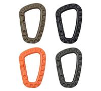 4 Piezas Clip Mosquetón Plástico, Mosquetón Forma D, Mosquetón Táctico, Juego Mosquetones Plástico, para Viajes de Camping y Senderismo (Negro Verde Militar Caqui Naranja)