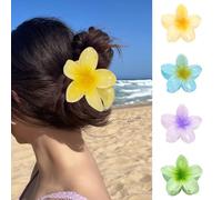 4 Piezas Clips de Garras de Flores, Pinzas para el cabello con flores hawaianas, Clips de Pelo de Flor Colores Pinzas, lindas pinzas grandes para el cabello, Accesorios para Cabello grueso y fino