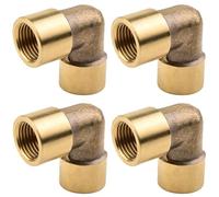 4 Piezas Codo 90° de Latón con Rosca G 1/8" Hembra x Hembra, Pared Reforzada Anticorrosiva, Sellado Hermético para Fontanería, Sanitarios y Calefacción