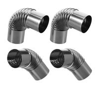 4 Piezas Codo de Chimenea de Estufa de Acero Inoxidable para Tubo | Acero Inoxidable, Resistente al Calor, para Leña y Hornos, Uso en Taller o Interior, Color Plata