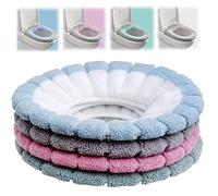 4 Piezas Cojín Antibacteriano Más Grueso para Asiento Inodoro Estirable Lavable Cojines Asiento Inodoro Anillo de Plástico Incorporado, para Mujeres, Futuras Madres, Ancianos-Colores Mezclados