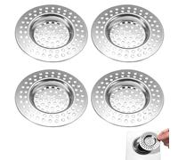 4 piezas colador de acero inoxidable con agujeros para lavabo, colador de desagüe de ducha, colador de acero inoxidable, colador de pelo, colador de ducha, colador de desagüe
