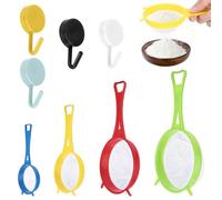 4 Piezas Colador Plastico para Kefir, 4 Tamaños Colador de Cocina, Coladores de PláStico con 4 Ganchos para Harina, Verduras, Fruta, Té, Café