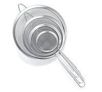 4 Piezas Coladores de Malla de Cocina Acero Inoxidable, Colador Acero Malla Fina con Mango para Té, Pasta, Arroz, Frutas, Verduras, Alimentos, Harina (Modelo A)