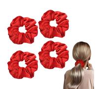 4 Piezas Coleteros Pelo Mujer,Gomas de Pelo de Terciopelo Rojo,Suaves y Elásticas Coleteros Pelo Niña,Accesorios para el Cabello para Niñas y Mujeres para Afro Rizado,Largo,Cola de Caballo