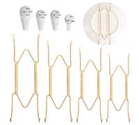 4 Piezas Colgadores de Platos para Paredes, 15,24/ 20,32/ 25,4/ 30,48 cm Acero Inoxidable Ganchos para Platos en Forma de W Soporte de Pared para Expositores de Platos Verticales