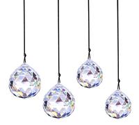 4 Piezas Colgante de Bolas Cristal,Suncatcher,Bolas de Cristal,Bola de Cristal Colgante de Cristal,Cristal Prisma Colgante,Atrapasoles,Bola de Cristal Colgante de Cristal