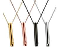 4 Piezas Collar de Respiración Set, Collar de Silbato Acero Inoxidable con 4 Colores, Collar Consciente, Collar de Ansiedad para Ejercicios de Respiración, Meditación, Mujeres, Hombres