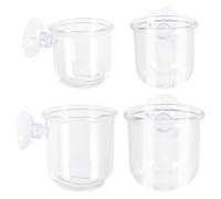 4 Piezas Comedero Acrílico para Peces, Transparente | Vaso de Vidrio para Alimento, Uso en Tanque y Pecera, Apto para Pez Betta y Lombriz Roja
